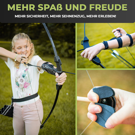 Armschutz und Fingertab Set für Kinder 6 bis 15 Jahre