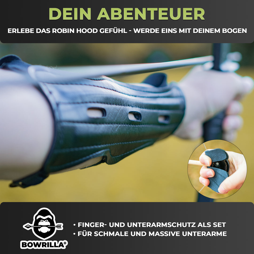 Armschutz und Fingertab Set für Kinder 6 bis 15 Jahre