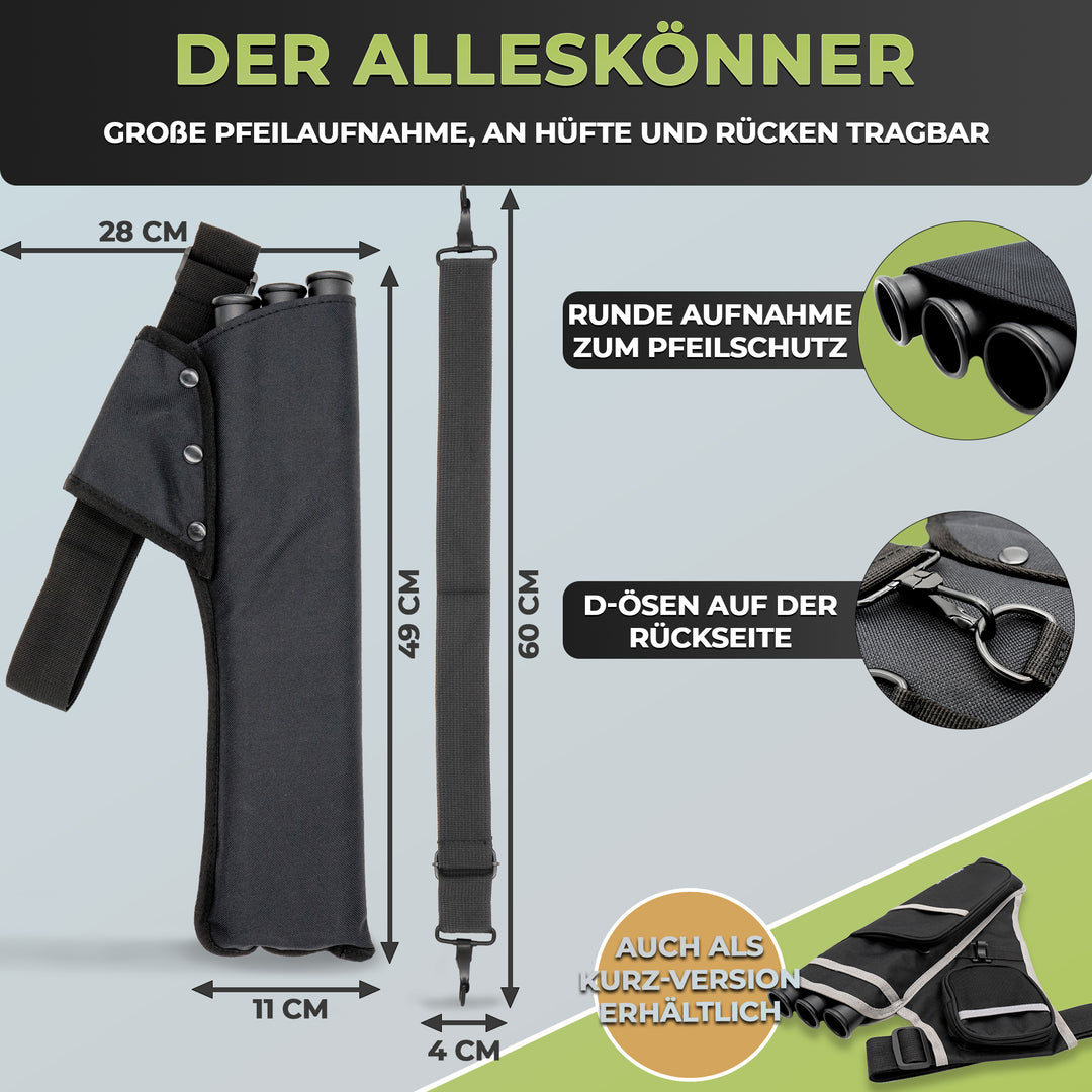 Köcher mit verstellbarem Gurt und 3 Röhren
