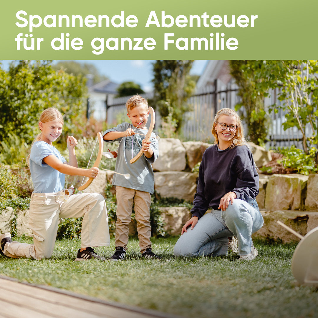 Kinderbogen - Holzspielzeug, mit Saugnapfpfeilen, Köcher & Zielscheibe